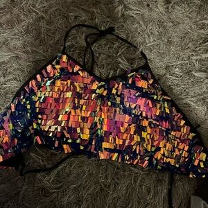 Size s 100% polyester lining 95% polyester 5%spandex Take Me To Dance Halter top